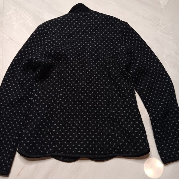 Icelandic design Wool Cardigan MEDIUM Gray Sweater Silk Neck Polka-dot jacket - Picture 15 of 16